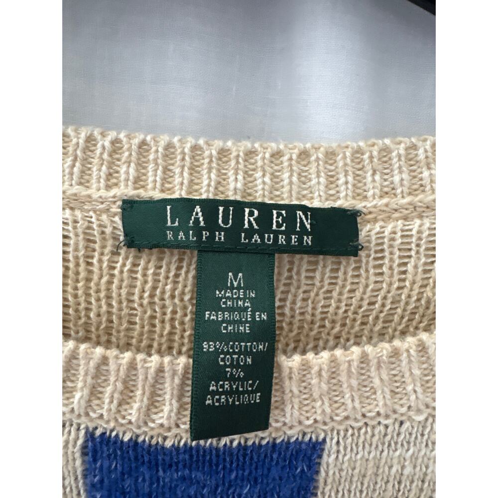 Lauren Ralph Lauren Aztec Print 3/4 Sleeve Pullover Sweater Size Medium - Picture 2 of 5